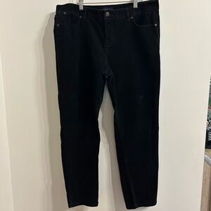 Talbots Corduroy Straight Leg Women’s Pants Size 16 Black Button Zipper Closure